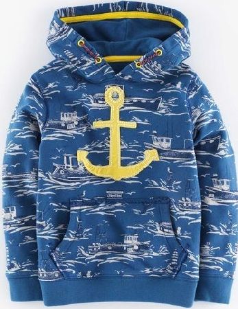 Mini Boden, 1669[^]34915587 Vintage Hoody Coastal Blue/Boats Mini Boden,