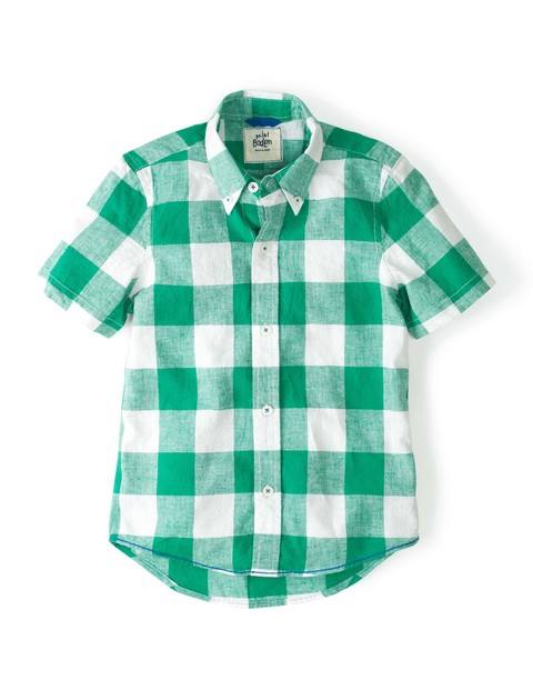 Mini Boden Washed Summer Shirt Palm Green Gingham Mini