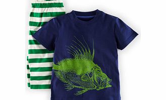 Mini Boden Wildlife Pyjamas, Broccoli Fish,Reef Jungle,Sail