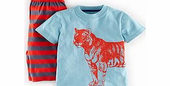 Mini Boden Wildlife Pyjamas, Flame Tiger,Sail Blue Deep