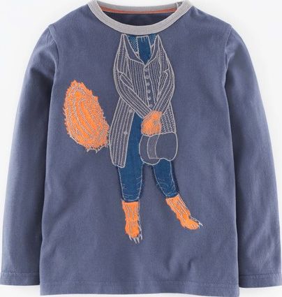 Mini Boden, 1669[^]34963579 Winter Animal T-shirt Slate/Mr Fox Mini Boden,