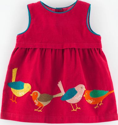 Mini Boden, 1669[^]34987602 Woodland Animal Cord Baby Pinnie Raspberry/Birds