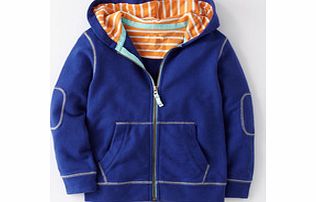 Mini Boden Zip Through Hoody, Denim,Slate,Tennis Green