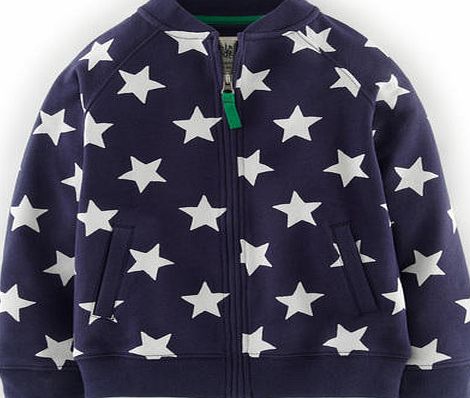 Mini Boden Zip Through Sweatshirt Navy Star Mini Boden,