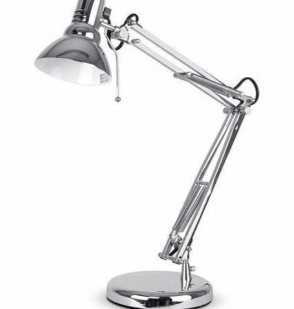 MiniSun Modern Chrome Daylight Reading Task Adjustable Desk Lamp - Supplied With 1 x 3w LED Energy Saving GU10 Bulb