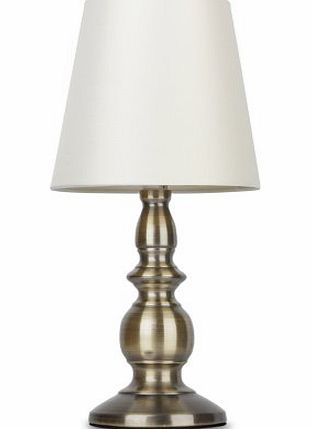 Vintage Traditional Antique Brassed Touch Table Lamp with Cream Shade