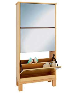 Mirror shoe storage cabinet beech