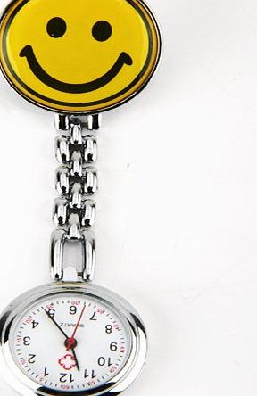 Miryo Smiley Face Nurse Pocket Watch with Clip Brooch Yellow