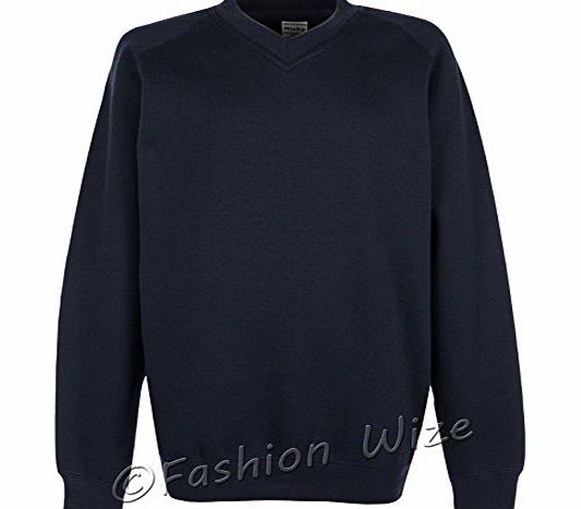 Boys Girls School Jumper V Neck Sweatshirt Uniform Age 3 4 5 6 7 8 9 10 11 12 (3-4 yrs, Navy)