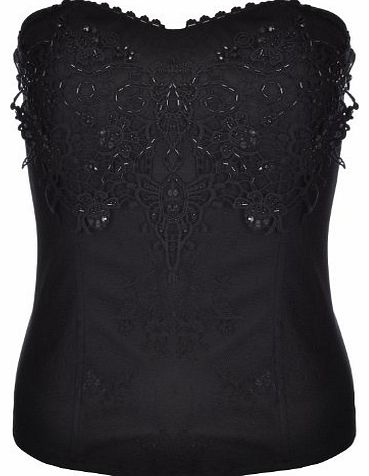 Miss Posh Womens Ladies Overbust Basque Corset Top - Black - 10