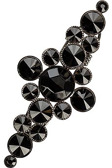 Jet black crystal brooch