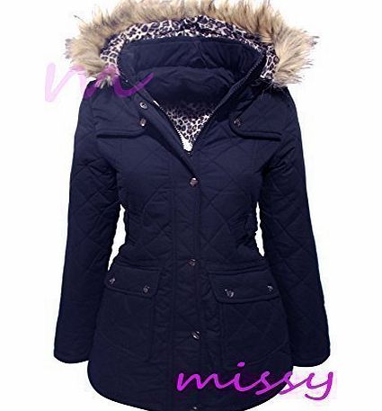 MISSY PARKA GIRLS New JACKET COAT HOODED Girls Padded CLOTHING AGE 7 8 9 10 11 12 13 m (AGE 7-8, NAVY)