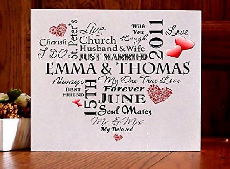 MissyJulia Ltd. Personalised Wedding Typography Wooden Plaque Sign Keepsake Unique Gift W21