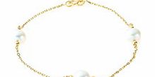 18ct gold three pearl bracelet