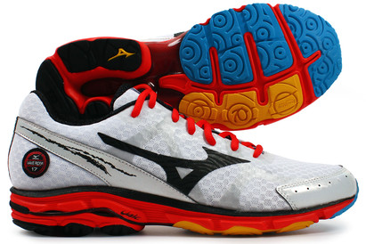 Mizuno Wave Rider 17 Running Shoes White/Black/Fiesta