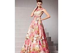 Modern Bateau Sleeveless Chiffon Satin Evening