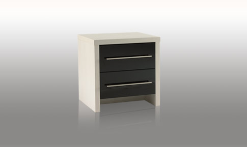 modular Bedroom Black Gloss 2 Drawer Bedside Chest