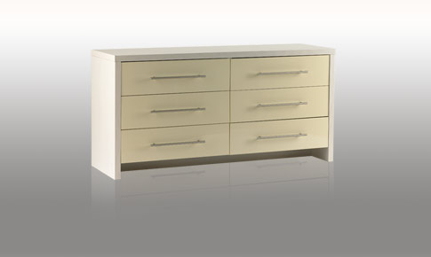 modular Bedroom Cream Gloss 6 Drawer WideChest