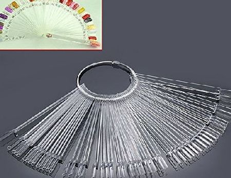 Mofun 50X Nail Art Tips Colour Pop Sticks Display Fan Practice starter ring Clear