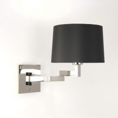 MOMO Adjustable Nickel Wall Light with Black Shade