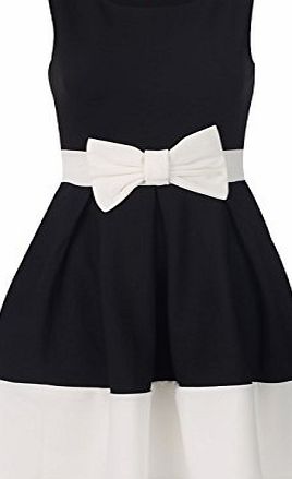 Momo Fashions Contrast PaNel Front Bow Detail Skater Dress UK Size 8-16 (UK 8 (EUR 36), Black)