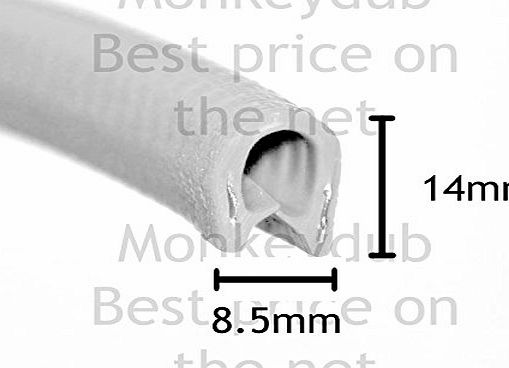 Monkeydub Standard WHITE rubber CAR EDGE protective TRIM 14mm x 8.5mm - Sold per metre. Also fits BOATS, TRUCKS, CAMPER VANS, FURNITURE, TRAILERS ETC