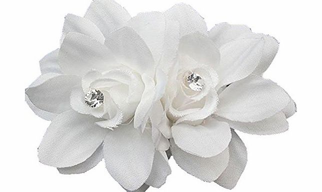 Moonar Womens Girls Ladies Fashion Luxury Charismatic Elegant Beauty Crystal Flower Petal Hair Clip Hairpin Bridal Wedding Party Beach (White)