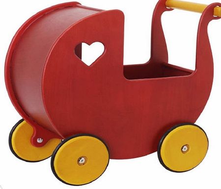 Moover Wooden Dolls Pram Red