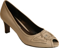 More & More cream leather peep-toe courtshoe