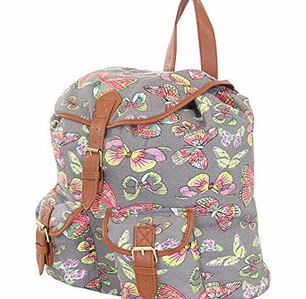 More4bagz Ladies Womens Owl Fox Horse Canvas Rucksack Backpack Shoulder School College Gym Bag W Faux Leather Trim (Black / Owl)