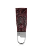 Moreschi Burgundy Croc Stamped Leather Key Fob