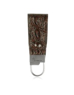 Moreschi Dark Brown Croc Stamped Leather Key Fob