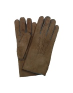 Moreschi Mens Brown Sueded Lambskin Gloves w/Blue