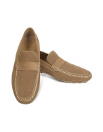 Moreschi Portofino - Tan Perforated Suede Driver Shoes