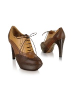 Moreschi Three-tone Brown Lace-up Wingtip Platform Booties