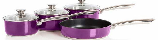 Morphy Richards Accents 4 Piece Pan Set - Plum.