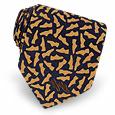 Moschino Blue and Ocher Shoe Design Woven Silk Tie