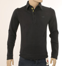 Mens Navy Long Sleeve Cotton Polo Shirt