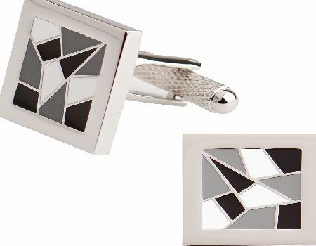 Moss 1851 Black and White Mosaic Square Cufflinks