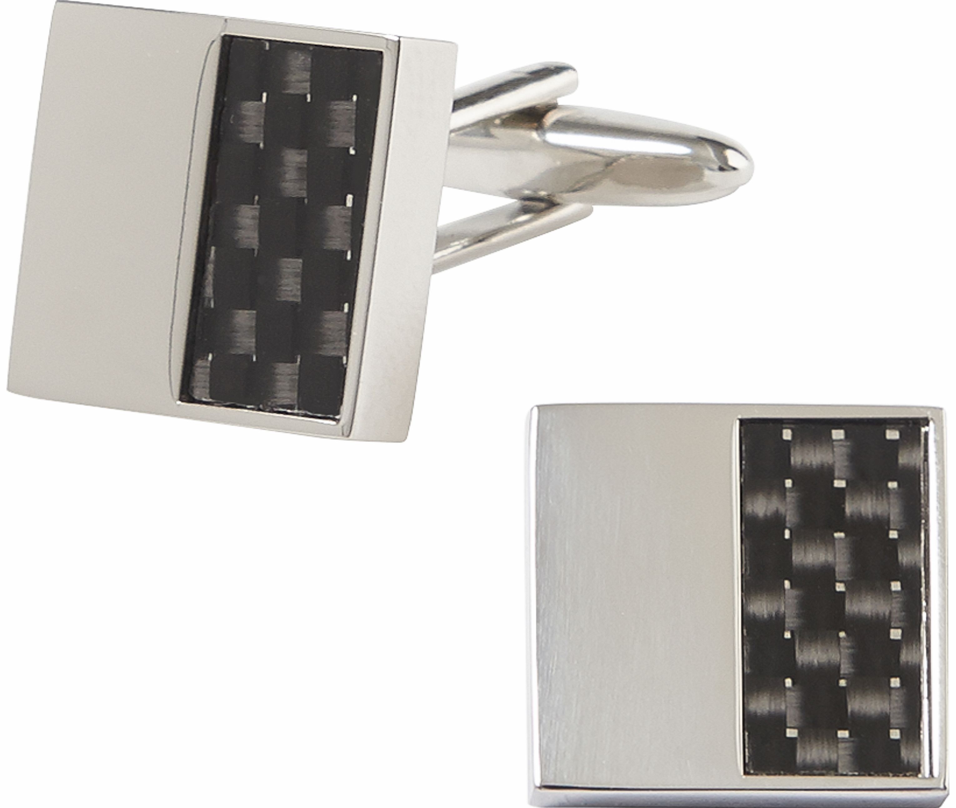 Moss London Black Carbon Hollow Fibre Cufflinks