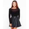 Motel Rocks Motel Agnes PU Skirt Dress in Black Flocked Stripe