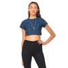 Motel Alya Crop Top in Navy Daisy Jacquard