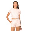 Motel Alya Crop Top in Pink Daisy Jaquard