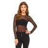 Motel Bettina Long Sleeve Crop Top in Black Mesh