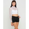 Motel Ella Turtleneck Mesh Crop Top in White