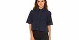 Motel Leigh Cropped Box Shirt in Denim Shirting