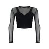 Motel Linda Long Sleeve Mesh Crop in Black