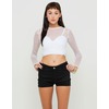 Motel Linda Long Sleeve Mesh Crop in White