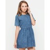 Motel Penny Babydoll Dress in Acid Wash Denim