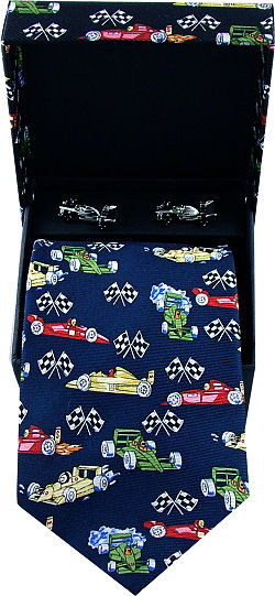 Motor Racing Tie / Cufflink Giftset